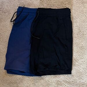 Men's Drawstring Active/Workout Shorts - Black & Navy 2 Pairs